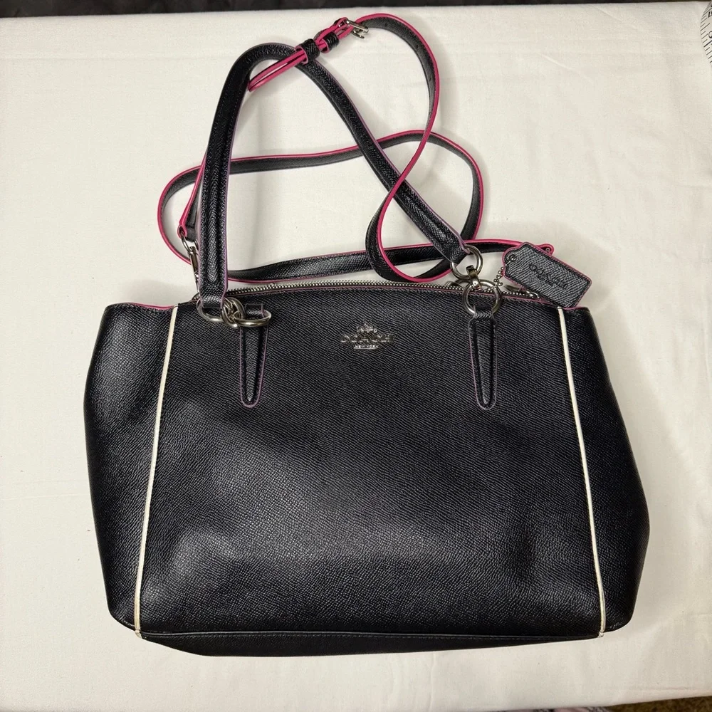 Coach Christie Carryall Satchel Small Black/Pink/White Edging w/Hangtag - Picture 13 of 13